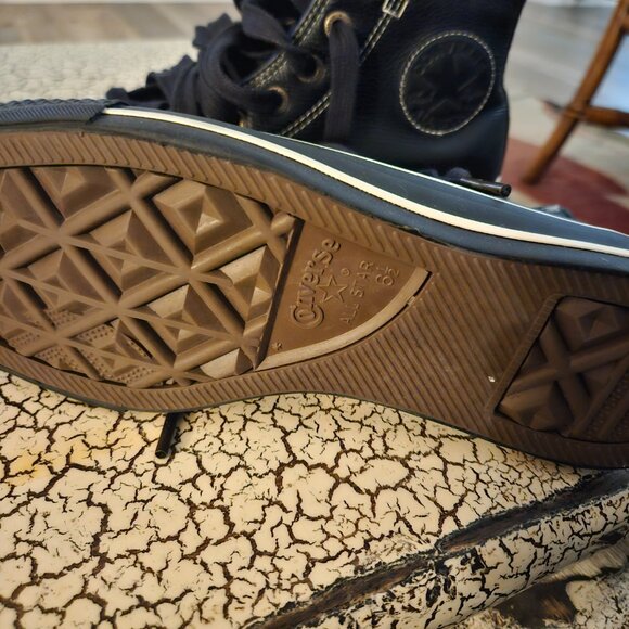 Converse  black leather high top sneakers. - Picture 5 of 6